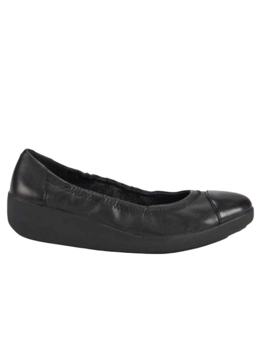 FitFlop Low Wedge Heel Premium Leather Black Dress Shoe Euro 38 (US7.5)